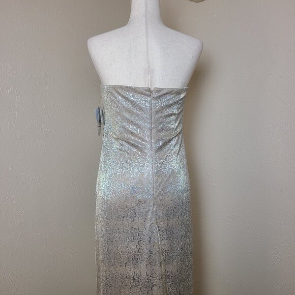 NWT Neiman Marcus Shelli Segal Long Evening Gown Dress Gold Nude Size 12 Tall - Picture 6 of 14